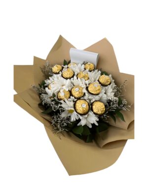 Endulzate Bouquet x 12 ferreros y flores blancas R46